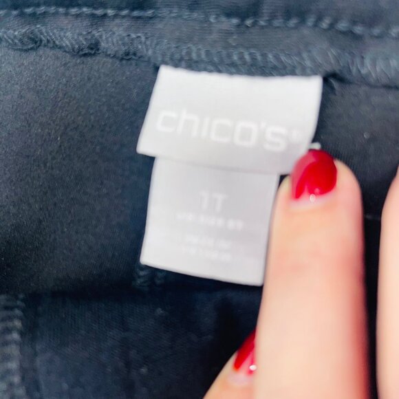 Chico’s Faux Leather Stretch Leggings In Black High-Waisted Pull-On Style Sleek - Picture 7 of 11